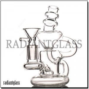 Medium Klein Recycler Bong Glass Madzi Mapaipi Dab Oil Rigs Awesome Showerhead Perc Bowl Quartz Banger