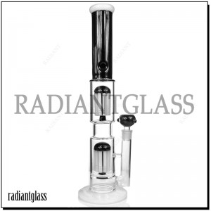 19.2 Inches Cylinder Bong Ice 10-Arm Percolator Black