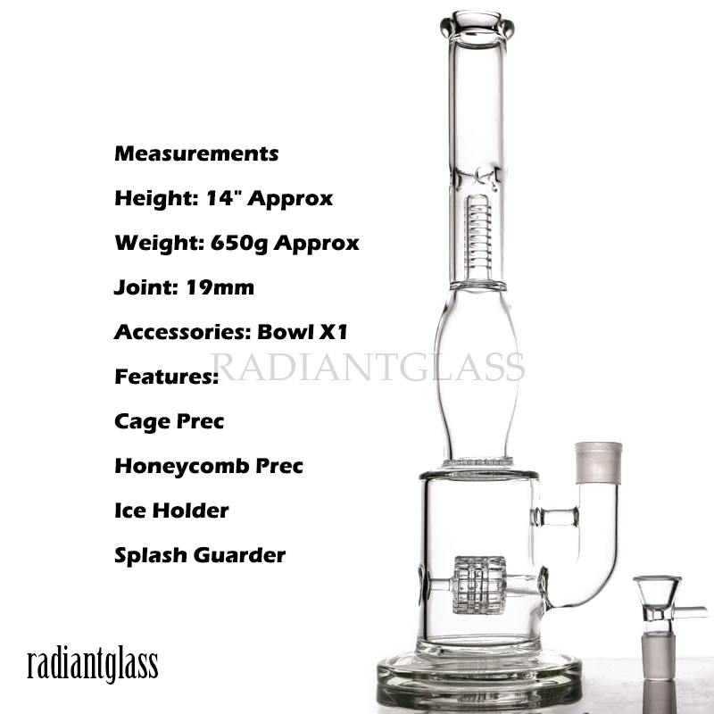 14″ glass water pipe with honeycomb