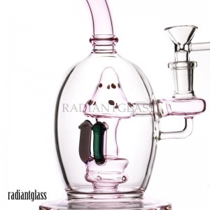 9″ Glass Bong Hookahs Psychedelic Mushroom Dab Rig Bi taybetî Sêwirandî Percolator Hot Sell Design Oil Rigs Water Pipe Bongs