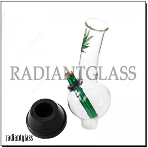Glass bong 9,5 inç me tub uji për tymosje Printimi i gjetheve të barërave të këqija