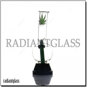 9,5-дюймовий скляний бонг для куріння водопровідної трубки для води Weed Leaf Print