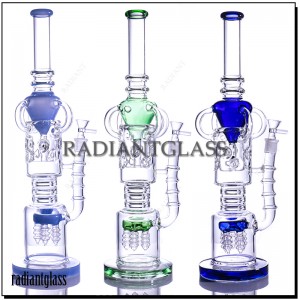 17.5 Inches Recycler Glass Big Bongs Three Colors