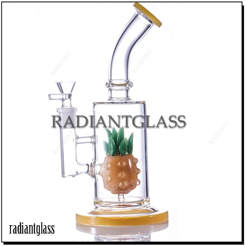 China Glass Ananas Forma Core Percolator Bent Neck Novel Pipa d'acqua per fumà