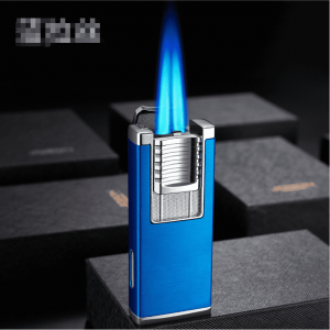 Debang Double Fire Direct chama azul con chisqueiro de cuchillos de cigarro, ventana visual personalizada, encendedor de cigarros de metal