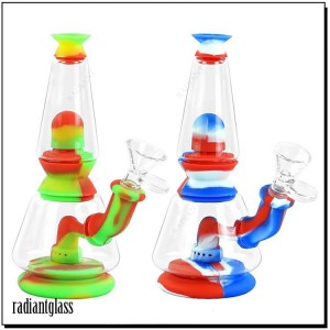7.2 mirefy Portable Bong Silicone Glass Water Pipe Hybrid Bubbler