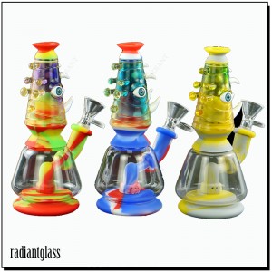 Eye Four-Bar Silicone Glass Bong With 14mm Bowl