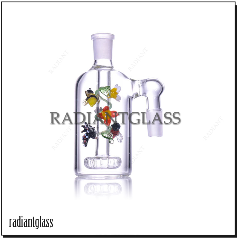 Ash Catcher Glass Smoking Accessories 90° Inside Joint for Bowl Animal and Flowers Inner