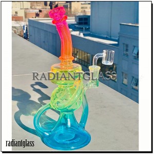 9.5 Inch Neon Rainbow Recycler Bong яки Rig