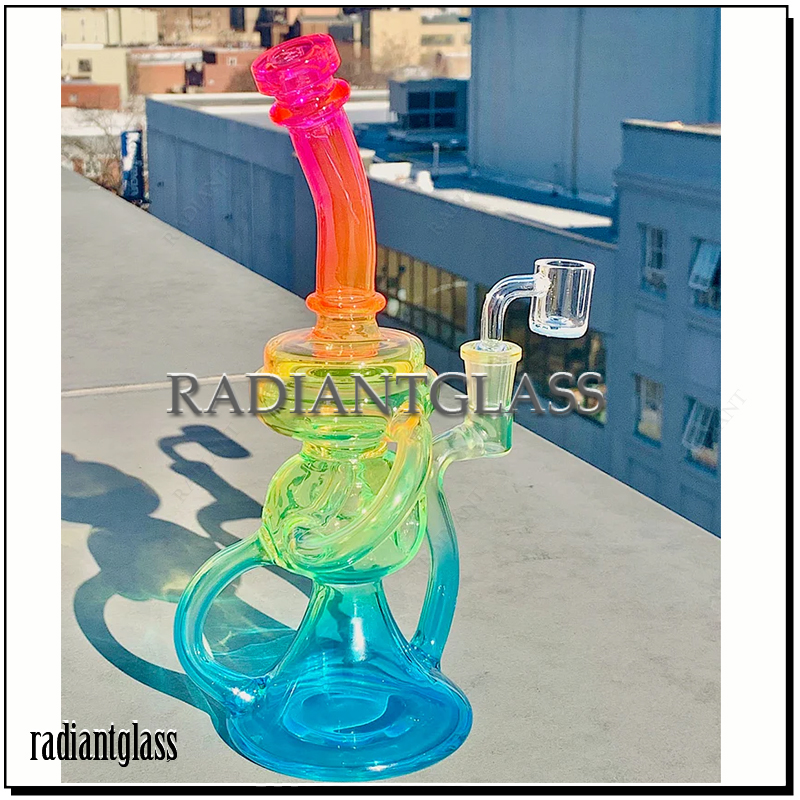 9,5 Zoll Neon Rainbow Recycler Bong oder Rig