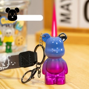 2023 Creative Personalized Keychain Windproof Lighter Colorful Cartoon Bear Pattern Inflatable Lighter Regalo sa Boyfriend