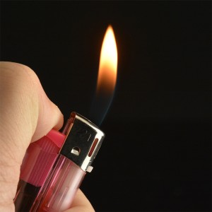 Transparent electronic open flame lighter disposable lighter
