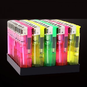 Transparent Thickened Explosion-Proof Color Gas Open Flame Lighter Libreng Pag-print Plastic Disposable Lighter