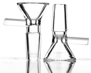 14 mm 19 mm mannelijke doorzichtige glazen kom met handvat, trechtervormige kom