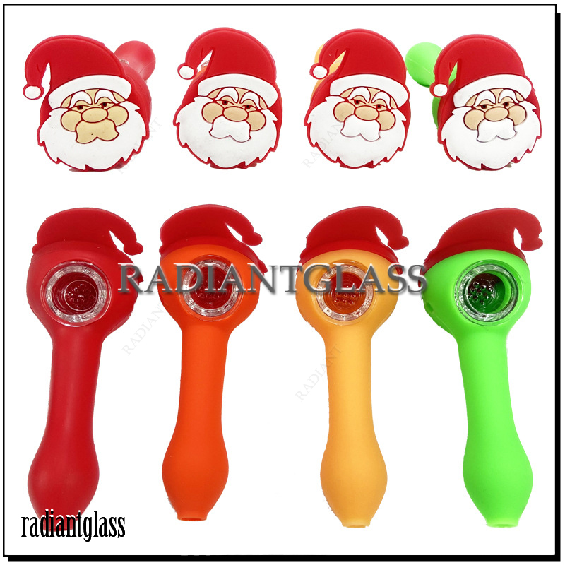 4,5 Inches Santa Claus Silicone Pipe Creative Silicone Pipe Glass Pipe Food Grade Silicone Set Smoking