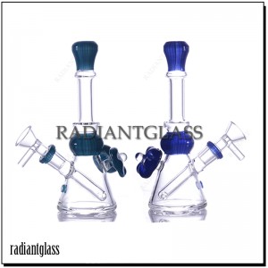 Скляна водопровідна трубка-бонг із скляною чашкою — блакитно-фіолетова