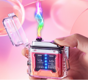 Wasserdichtes elektronisches Impulsfeuerzeug mit Farbverlauf im Großhandel mit wiederaufladbarer LED-Leistungsanzeige