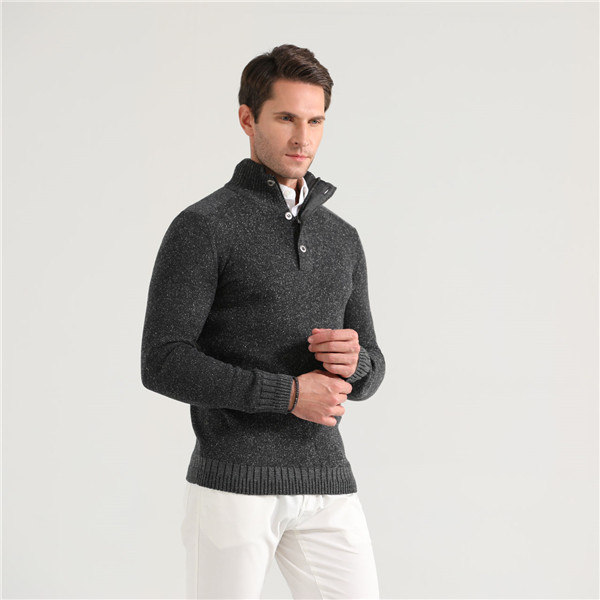 Solid Color Men Designer Sweater Pullover with button