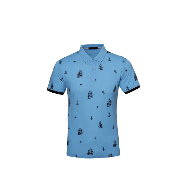 Men’s Polo Printed Short Spring And Summer Casual Button Short-sleeved Shirt Featured Image