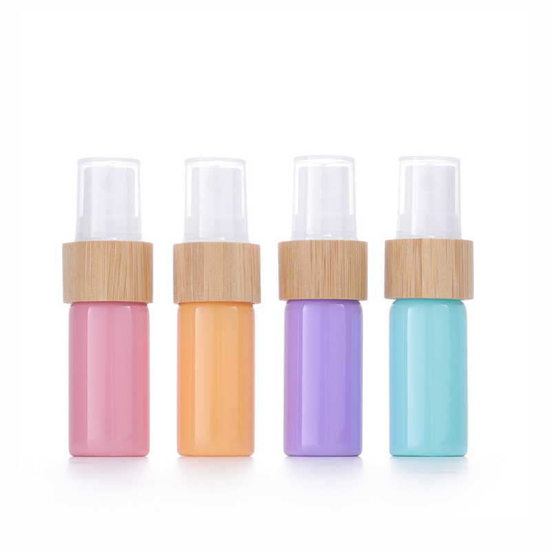 RB-T-0051 10ml refillable macaroon glass bottles with bamboo sprayers