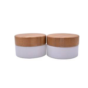 RB-B-00190 30g white glass jar with bamboo lid