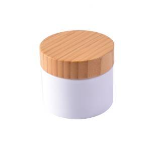 RB-B-00063  50g 100g 150g white plastic jar with bamboo lid