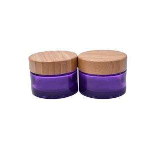 RB-B-00189  50g bamboo lid glass purple jar