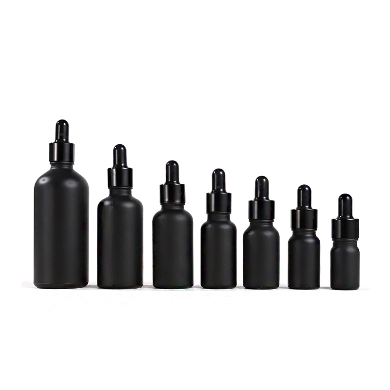 RB-E-0054 botol minyak esensial hitam dengan penetes