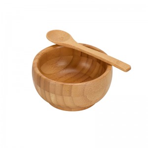 RB-B-00254 bamboo wood bowl with bamboo spoon
