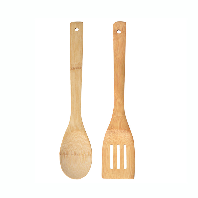 RB-B-00287 hot selling heat resistant 30cm slotted spoon set wood bamboo kitchen spatula