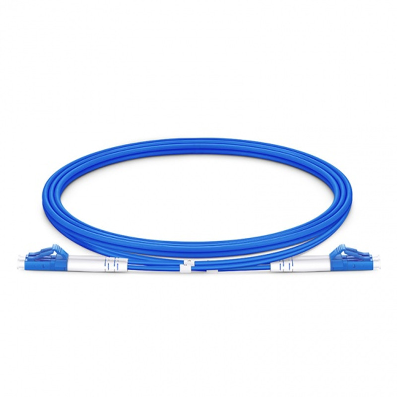 LC/UPC to LC/UPC Duplex OS2 Single Mode Indoor Armored PVC (OFNR) 3.0mm Fiber Optic Patch Cable Featured Image