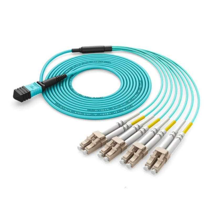 MPO līdz 6x LC Duplex 12 Fibers Multimode OM3/OM4 Breakout Fiber Optic Patch Cord