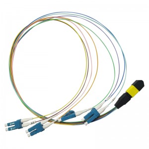 MTP to 4x LC/UPC Duplex 8 Fibers Single Mode 9/125 OS1/OS2 Breakout 0.9mm Fiber Cable