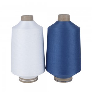 Amabara menshi Ubushinwa Dty Yera / Umukara Polyester Yarn 100% Polyester Elastike