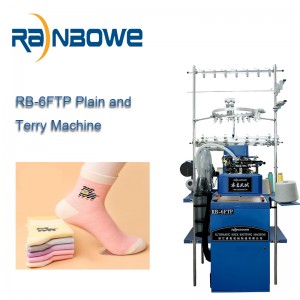 Rainbowe Brand RB-6FTP Plain and Terry socks knitting machine with linking systeme full automatic computerized
