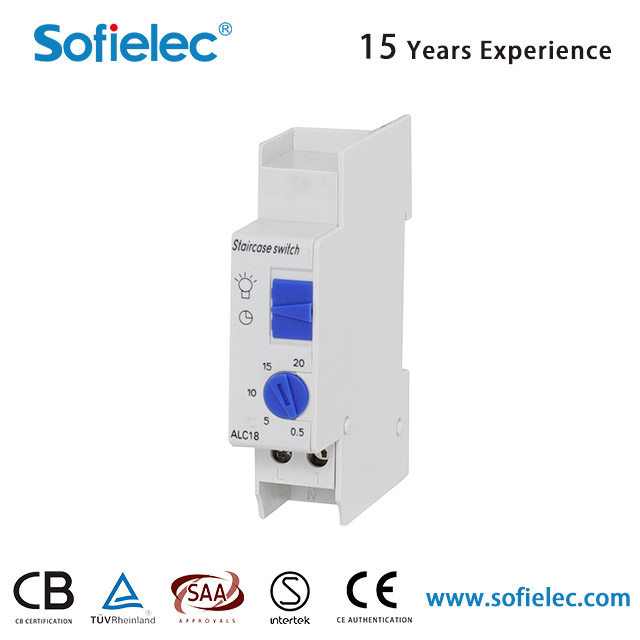 ALC18 220-240VAC 50-60 Hz 20 Minutes 0.5 Minimum Setting Unit DIN Rail Lighting Delay Staircase Time Switch