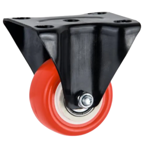 عجلة دوارة خفيفة الوزن مقاس 1.5/2/2.5 بوصة بمحمل مزدوج باللون الأحمر من PVC مع فرامل