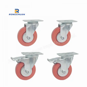 Industrial Beureum High Quality PVC Caster kabayang Swivel Plate Caster marake Jeung Cover Beusi