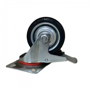 Roulette pivotante industrielle économique avec frein avec roue en caoutchouc thermoplastique