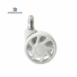 60MM Pure White PU/PVC ပရိဘောဂ Caster Wheel နှစ်ထပ်ဘီး စတိုင်ကျသောဒီဇိုင်း Standard Compliant Stem