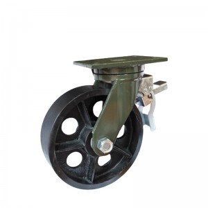 Swivel F3 Super Heavy Duty Caster Wheel Iron Caster Wheel with Brake Industrial 10 Inch စိတ်ကြိုက်အရွယ်အစား လိုအပ်ချက်များ