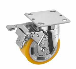 Impact Resistance Stainless Steel Casters Wheels Wholesale 4/5/6/8 Inch PU Industrial Trolly caster wheels