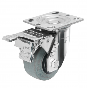 Roulette ESD en acier inoxydable avec frein, roulette antistatique, roulette grise CC, roulette conductrice