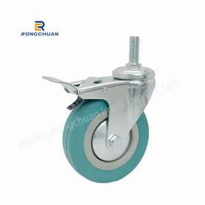 Թեժ վաճառք Castor Wheel Արդյունաբերական պտտվող թելերով ցողունային պտուտակային անցք արգելակային ռետինով PP Core Castor անիվով