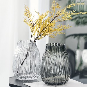 I-QRF Eshisayo Ethengisa I-Transparent Striped Hydroponic Flower Vase
