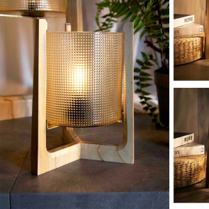 QRF Best Sales Lámpada de mesa con marco de madeira que funciona con pilas