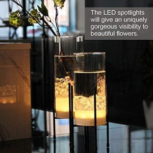 QRF prodejná skleněná váza s LED světlem a kovovým stojanem