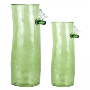 QRF Best Sales Unikt Design Håndlavet Glas Vase Med Fugledekoration