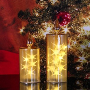 КРФ врућа божићна ЛЕД лампа у облику свеће са светлуцавим звездастим узорком, врхунски божићни дизајн и ЛЕД свеће на батерије
