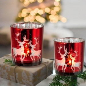 QRF Christmas Votive Candle Holders, Perfect for Table Centerpieces Christmas Wedding Party Fireplace Decor